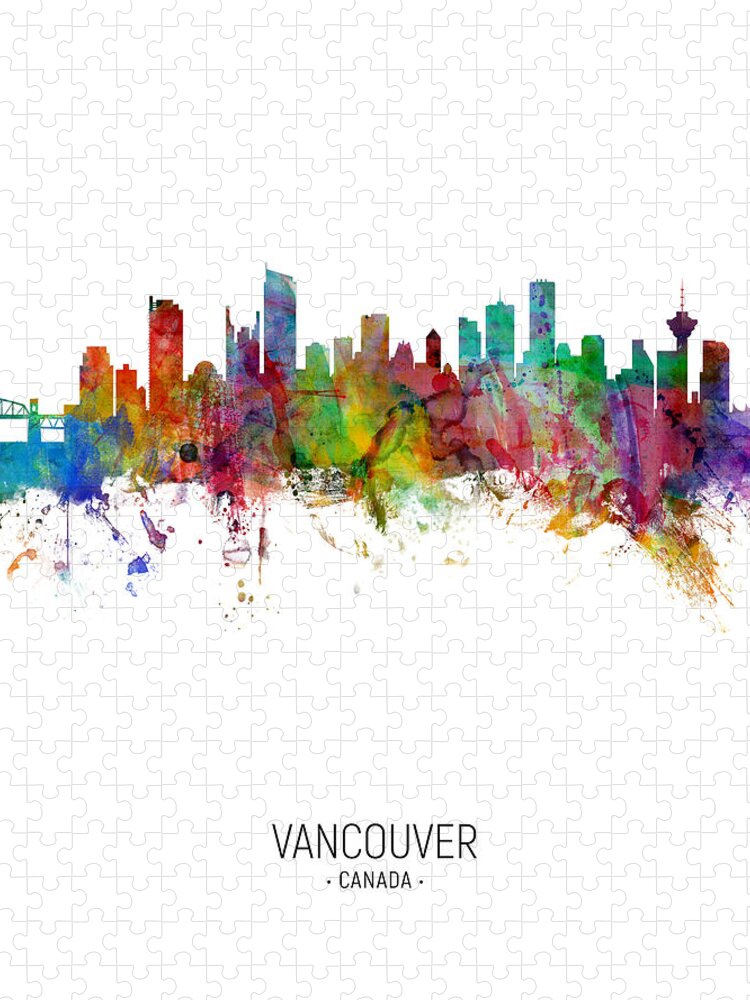 Vancouver Jigsaw Puzzle featuring the digital art Vancouver Canada Skyline #14 by Michael Tompsett