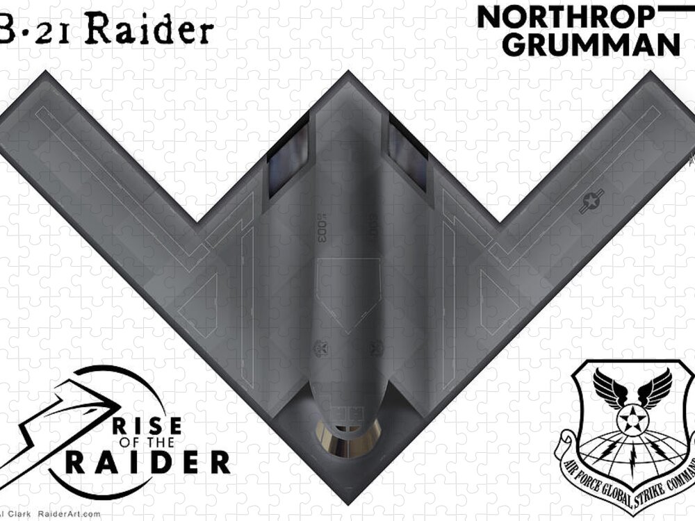 B-21 Jigsaw Puzzle featuring the digital art Northrop Grumman B-21 Raider by Custom Aviation Art