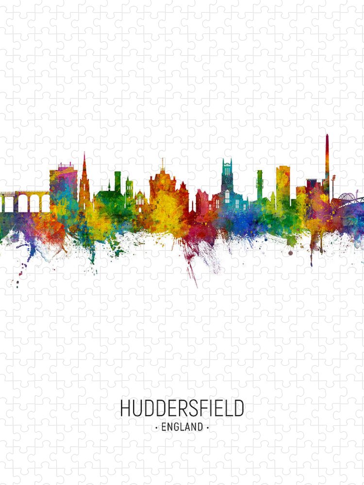 Huddersfield Jigsaw Puzzle featuring the digital art Huddersfield England Skyline #15 by Michael Tompsett