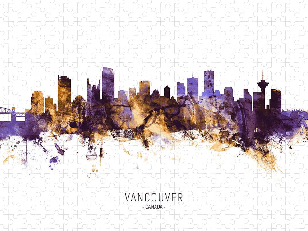 Vancouver Jigsaw Puzzle featuring the digital art Vancouver Canada Skyline #15 by Michael Tompsett