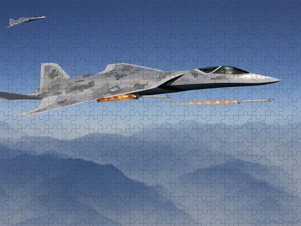 Lmt Jigsaw Puzzle featuring the digital art Lockheed LMT Raven II by Custom Aviation Art