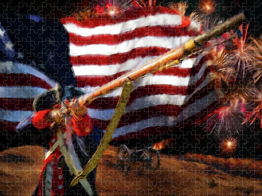 Minutemen Jigsaw Puzzle featuring the mixed media 1776 by Ed Taylor