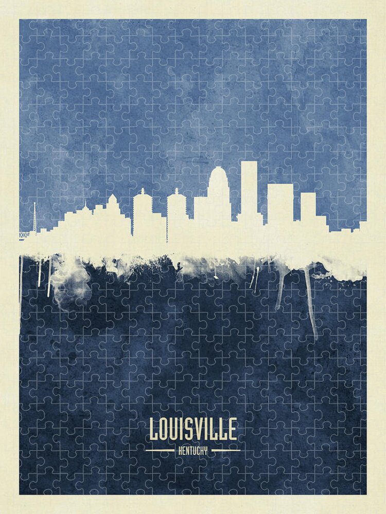 Louisville Jigsaw Puzzle featuring the digital art Louisville Kentucky City Skyline #18 by Michael Tompsett