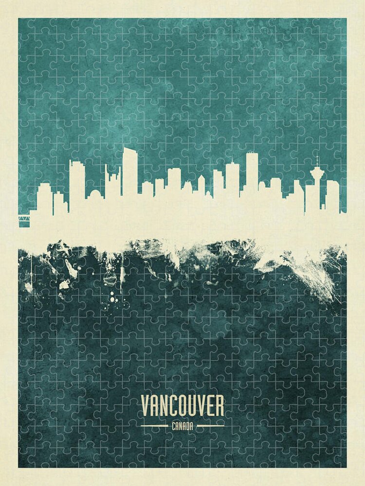 Vancouver Jigsaw Puzzle featuring the digital art Vancouver Canada Skyline #19 by Michael Tompsett
