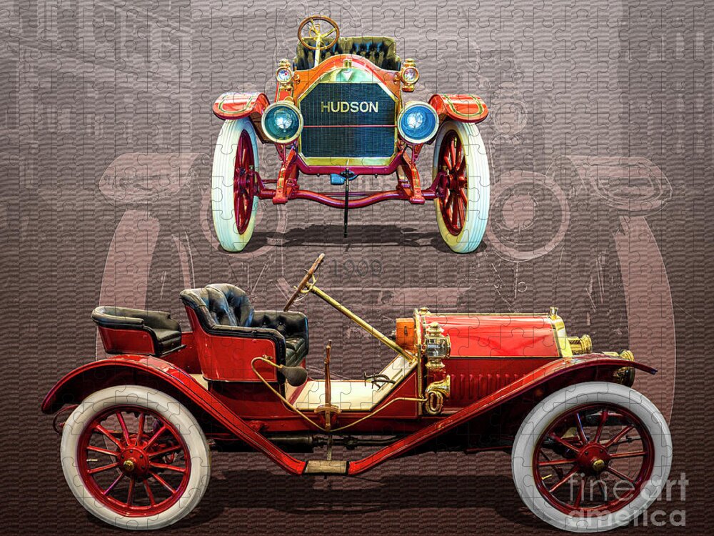 Hudson Jigsaw Puzzle featuring the digital art 1909 Hudson Roadster by Anthony Ellis