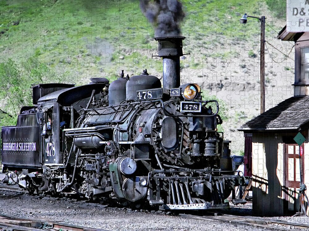 1923 Vintage Railroad Steamtrain Locomotive Vintage Locomotive Train Photography Jigsaw Puzzle featuring the photograph 1923 Vintage Railroad Train Locomotive by Jerry Cowart