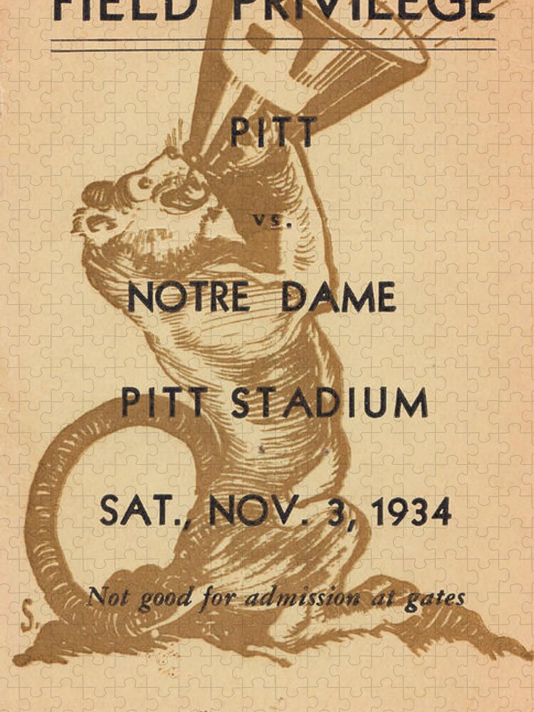 Pitt Panthers Jigsaw Puzzle featuring the mixed media 1934 Pitt Field Privilege by Row One Brand