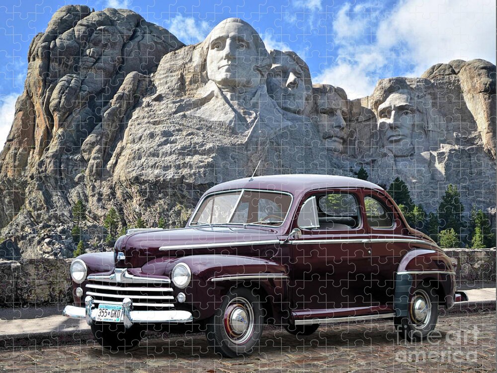 1947 Jigsaw Puzzle featuring the photograph 1947 Ford Coupe at Mt. Rushmore by Ron Long