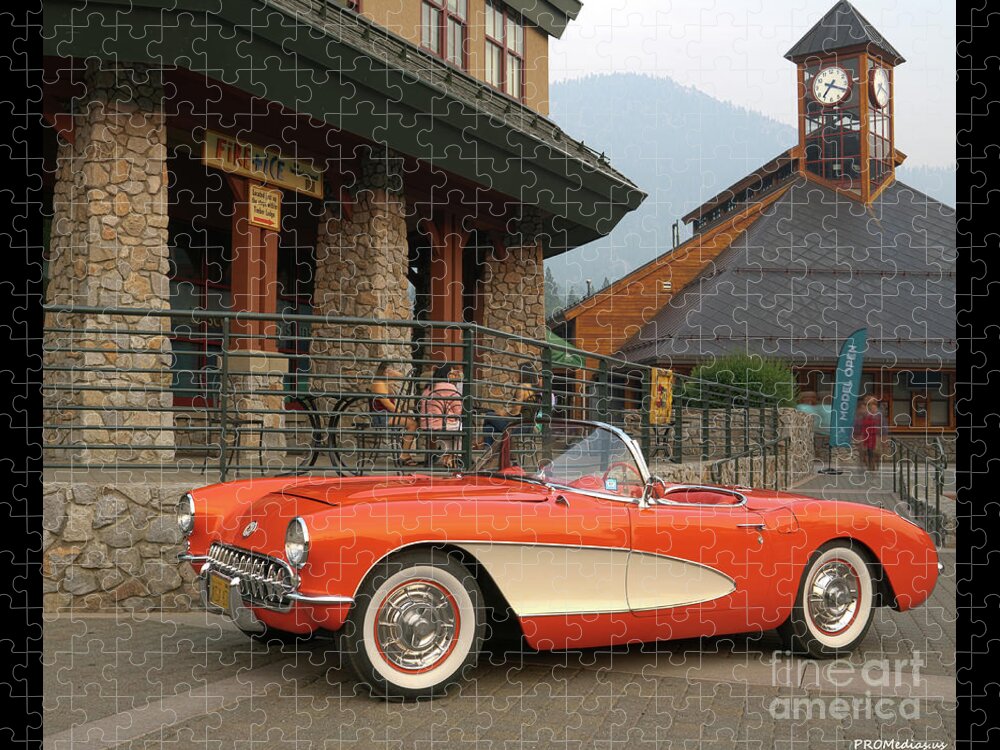 South Lake Tahoe Jigsaw Puzzle featuring the photograph 1956 C1 Chevrolet Corvette by PROMedias US