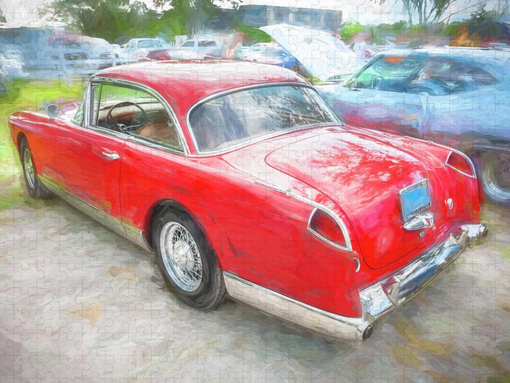 1961 Red Facel Vega Hk500 2 -door Coupe Hood Ornament Jigsaw Puzzle featuring the photograph 1961 Red Facel Vega HK500 2 Door Coupe X117 by Rich Franco