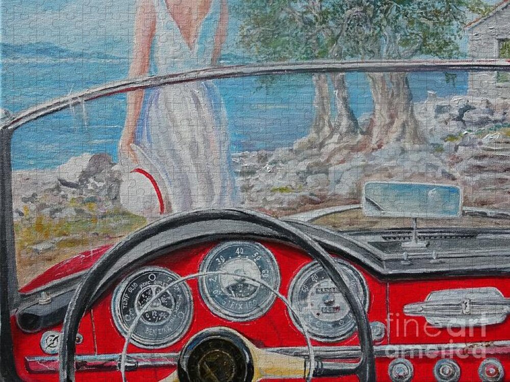 Transportation Jigsaw Puzzle featuring the painting 1962 Alfa Romeo by Sinisa Saratlic