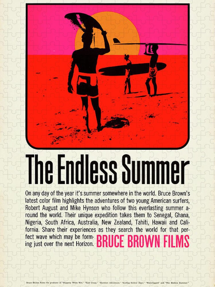 The Endless Summer Jigsaw Puzzle featuring the mixed media 1966 Vintage Movie Poster - The Endless Summer by Mountain Dreams