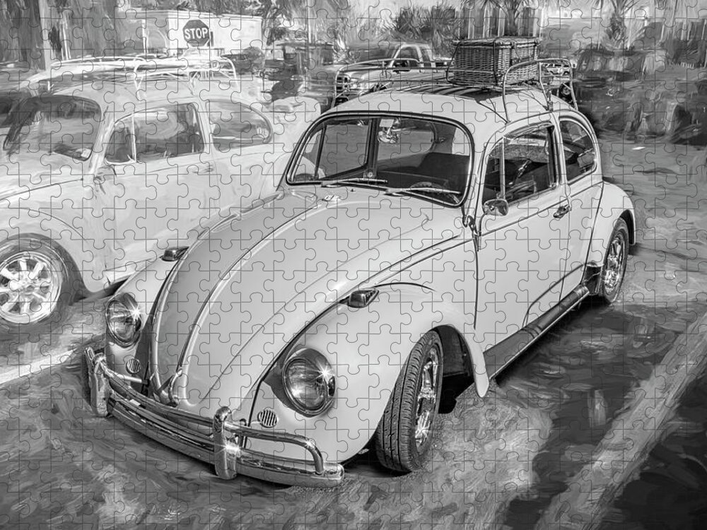 1967 Gray Volkswagen Beetle Vw Bug Jigsaw Puzzle featuring the photograph 1967 Gray Volkswagen Beetle X112 by Rich Franco