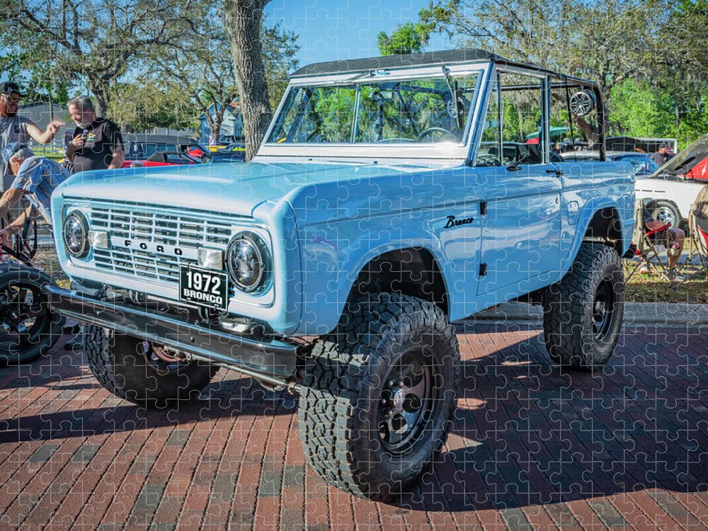 1972 Wind Blue Ford Bronco Jigsaw Puzzle featuring the photograph 1972 Wind Blue Ford Bronco X111 by Rich Franco