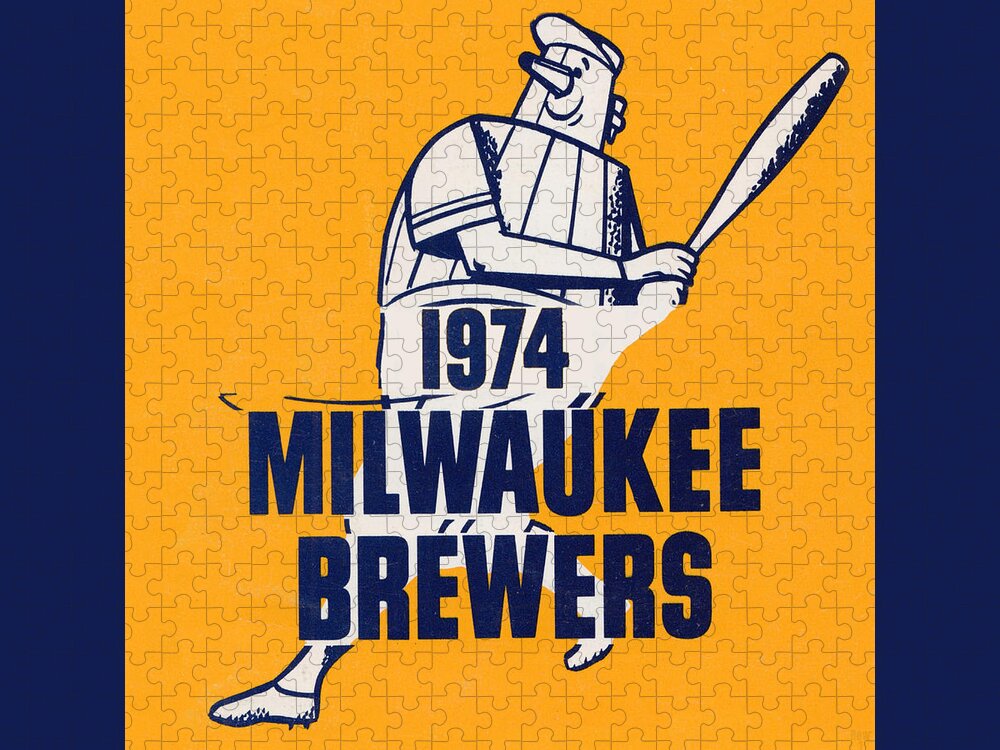 1974 Jigsaw Puzzle featuring the mixed media 1974 Milwaukee Brewers Art by Row One Brand