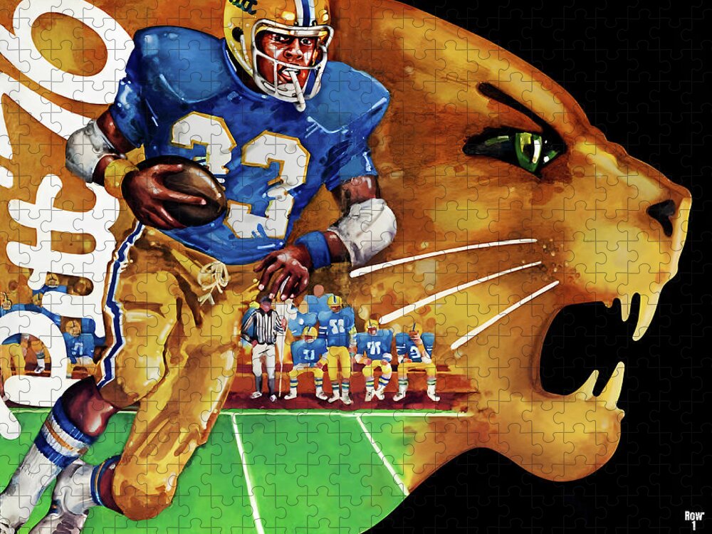 Pittsburgh Jigsaw Puzzle featuring the mixed media 1976 Pitt Football Art by Row One Brand