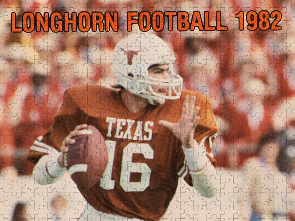 Texas Jigsaw Puzzle featuring the mixed media 1982 Texas Longhorn Football by Row One Brand