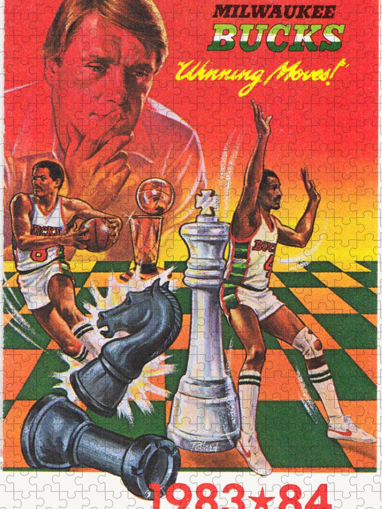 Milwaukee Bucks Jigsaw Puzzle featuring the mixed media 1983 Winning Moves by Row One Brand