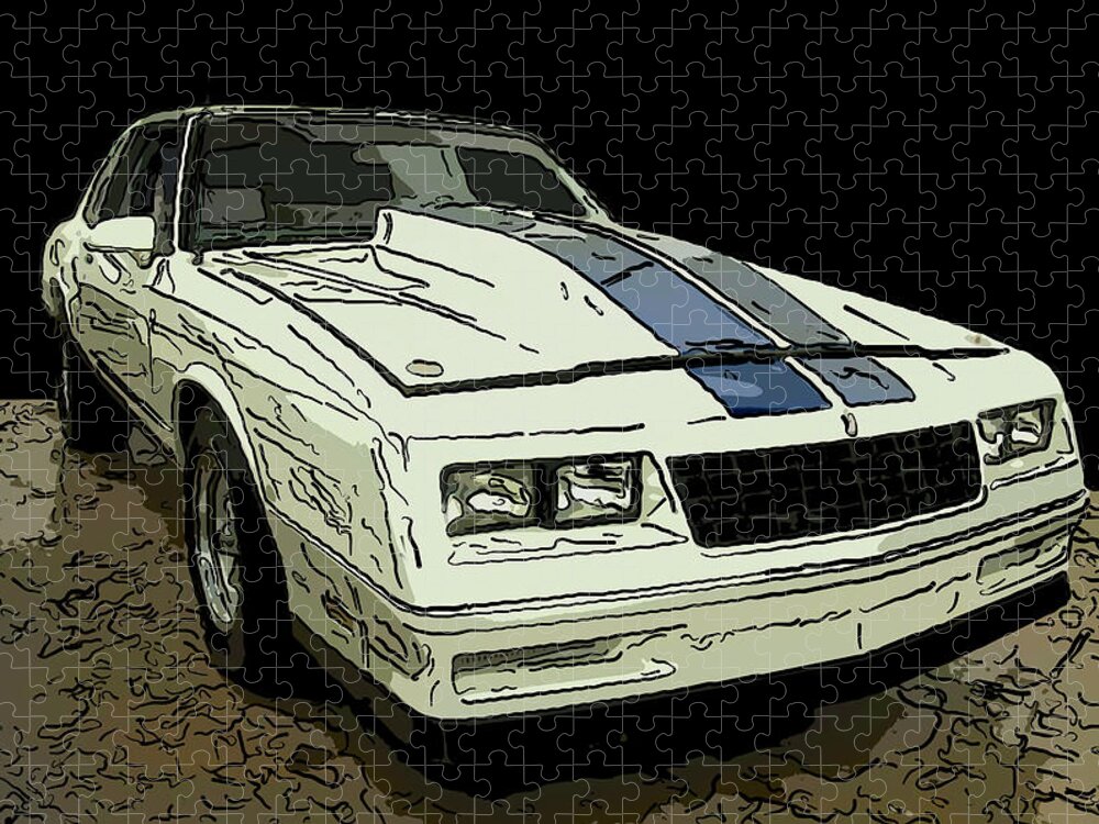 1988 Chevy Monte Carlo Jigsaw Puzzle featuring the drawing 1988 Chevy Monte Carlo digital drawing by Flees Photos