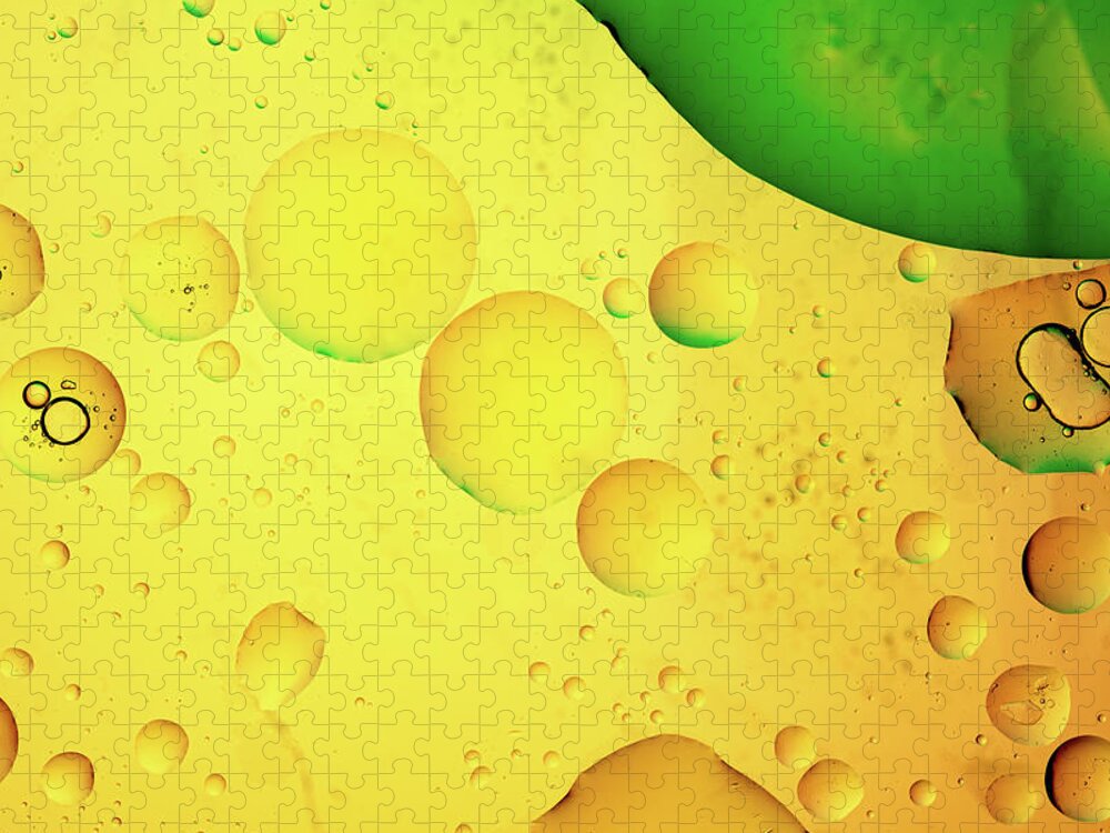 Fluid Jigsaw Puzzle featuring the photograph Abstract, image of oil, water and soap with colourful background by Michalakis Ppalis