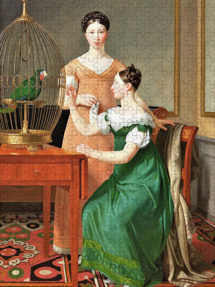 Bella And Hanna. The Eldest Daughters Of M.l. Nathanson Jigsaw Puzzle featuring the painting Bella and Hanna. The Eldest Daughters of M.L. Nathanson #3 by Christoffer Wilhelm Eckersberg