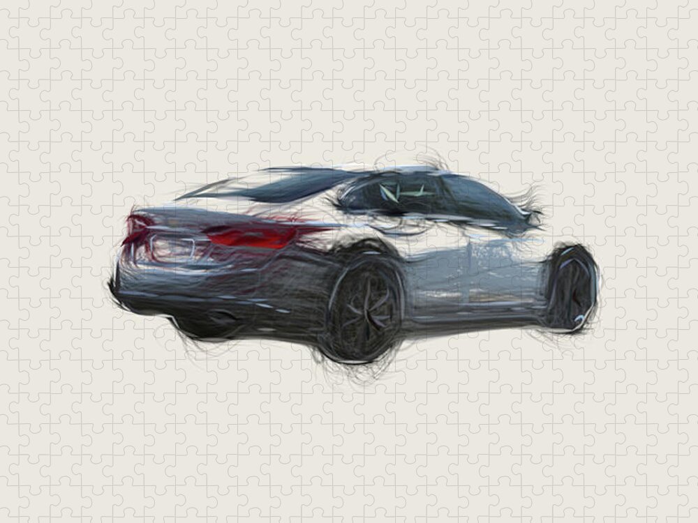 Chevrolet Jigsaw Puzzle featuring the digital art Chevrolet Malibu Car Drawing #2 by CarsToon Concept