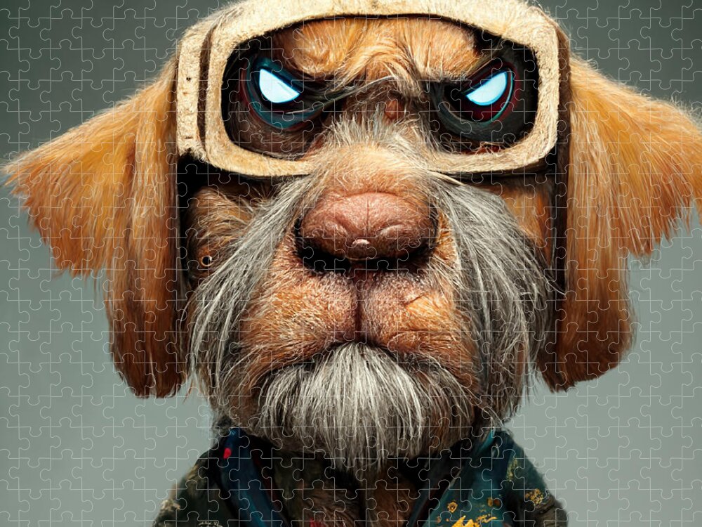 Cool Cartoon Old Warrior As A Dog  Realistic 6241641a 1b41 4aa6 B1ec E8a4615e4bed Jigsaw Puzzle featuring the painting Cool Cartoon Old Warrior As A Dog  Realistic 6241641a 1b41 4aa6 B1ec E8a4615e4bed #2 by MotionAge Designs