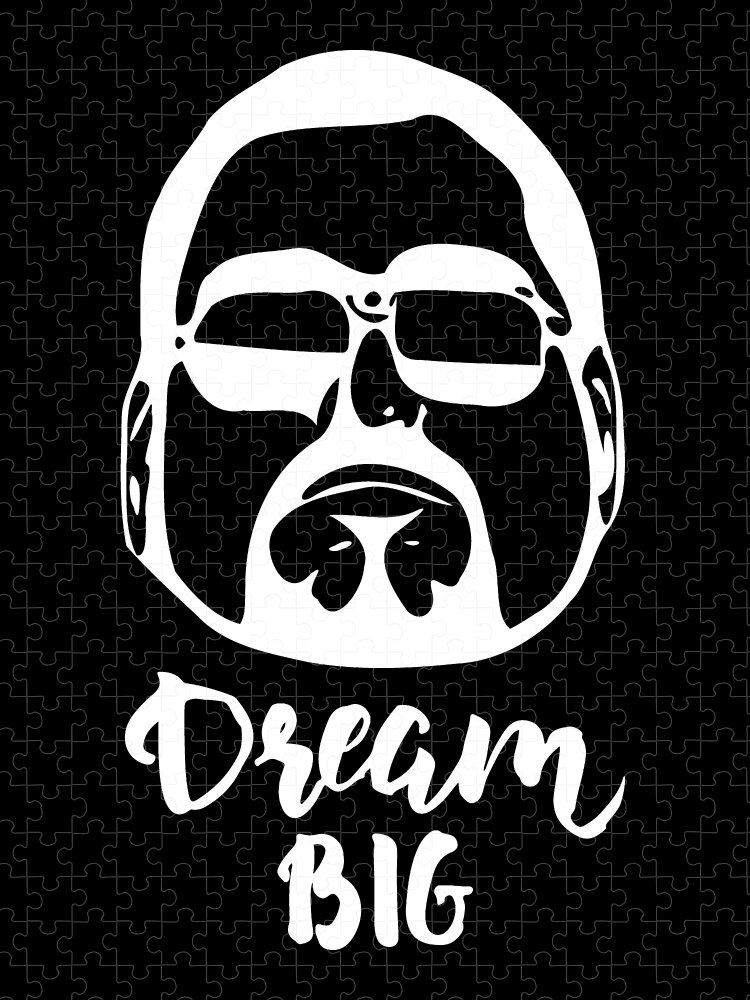 Beard Jigsaw Puzzle featuring the digital art Cool Guy Head Fashion T-Shirt Print Dream Big Youth Tees Motivational Quotes Gym Workout Motivation #2 by Mounir Khalfouf