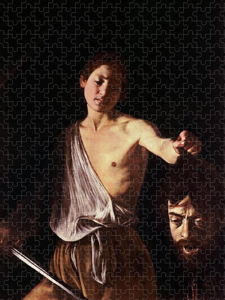 David With The Head Of Goliath Jigsaw Puzzle featuring the painting David with the Head of Goliath #2 by Michelangelo Caravaggio
