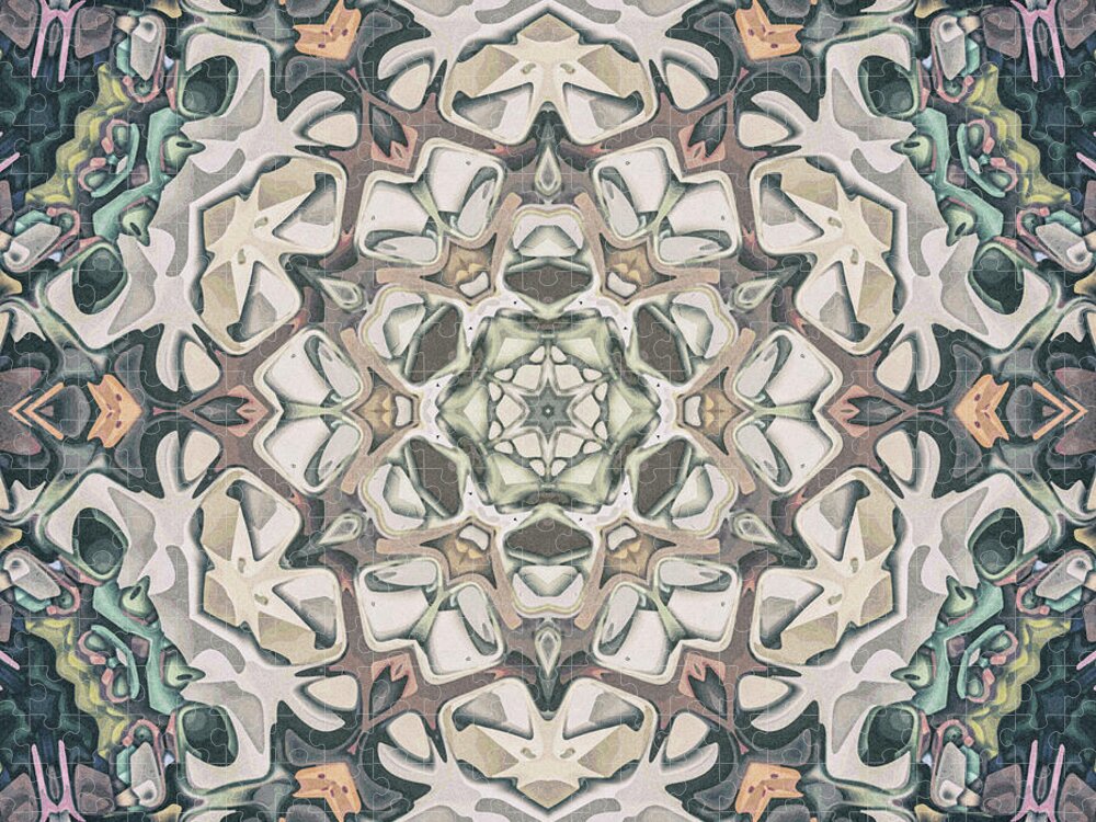 Kaleidoscope Jigsaw Puzzle featuring the digital art Earth Tones Mandala #2 by Phil Perkins