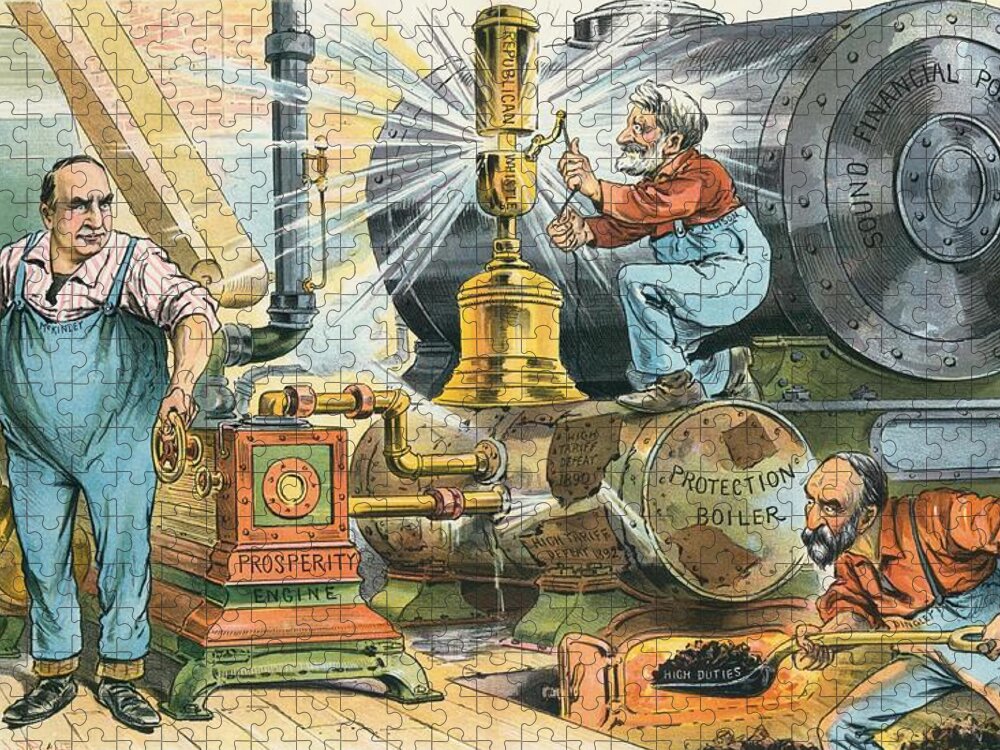  Jigsaw Puzzle featuring the painting Firing up the wrong boiler #2 by John Samuel Pughe American