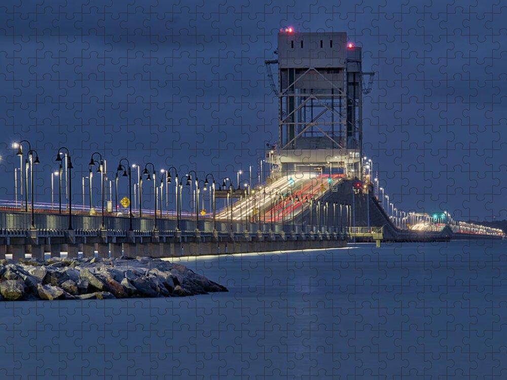 Huntington Beach Jigsaw Puzzle featuring the photograph James River Bridge #2 by Jerry Gammon