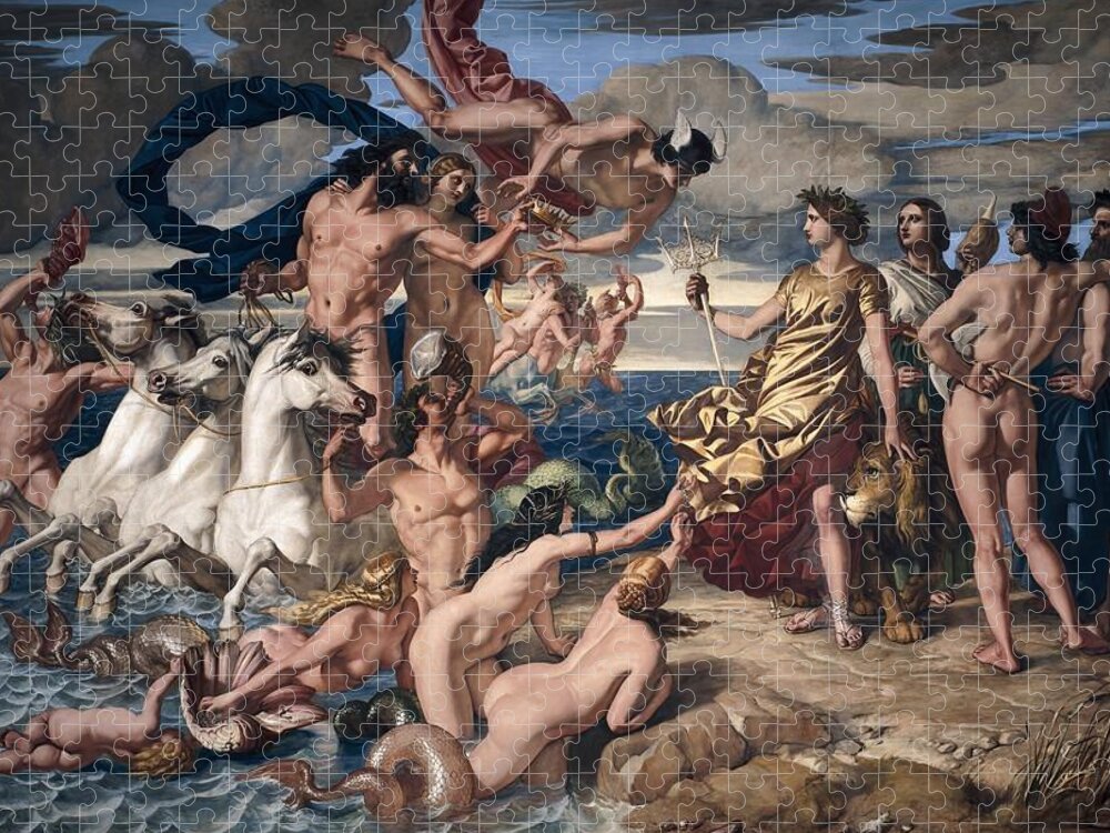 Neptune Resigning To Britannia The Empire Of The Sea Jigsaw Puzzle featuring the painting Neptune Resigning to Britannia the Empire of the Sea #2 by William Dyce