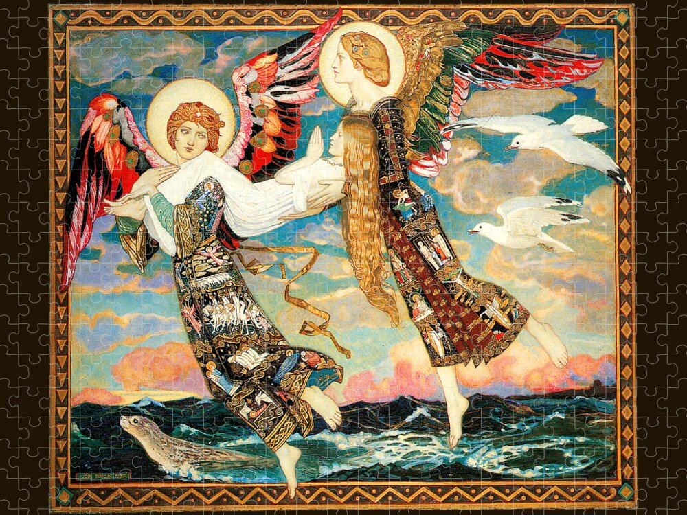 Saint Jigsaw Puzzle featuring the painting Saint Bride 1913 #2 by John Duncan