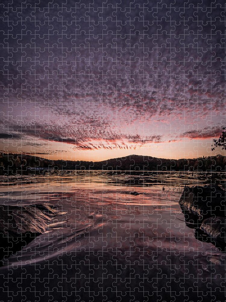 Lake Placid Jigsaw Puzzle featuring the photograph Saranac Sunset #2 by Dave Niedbala