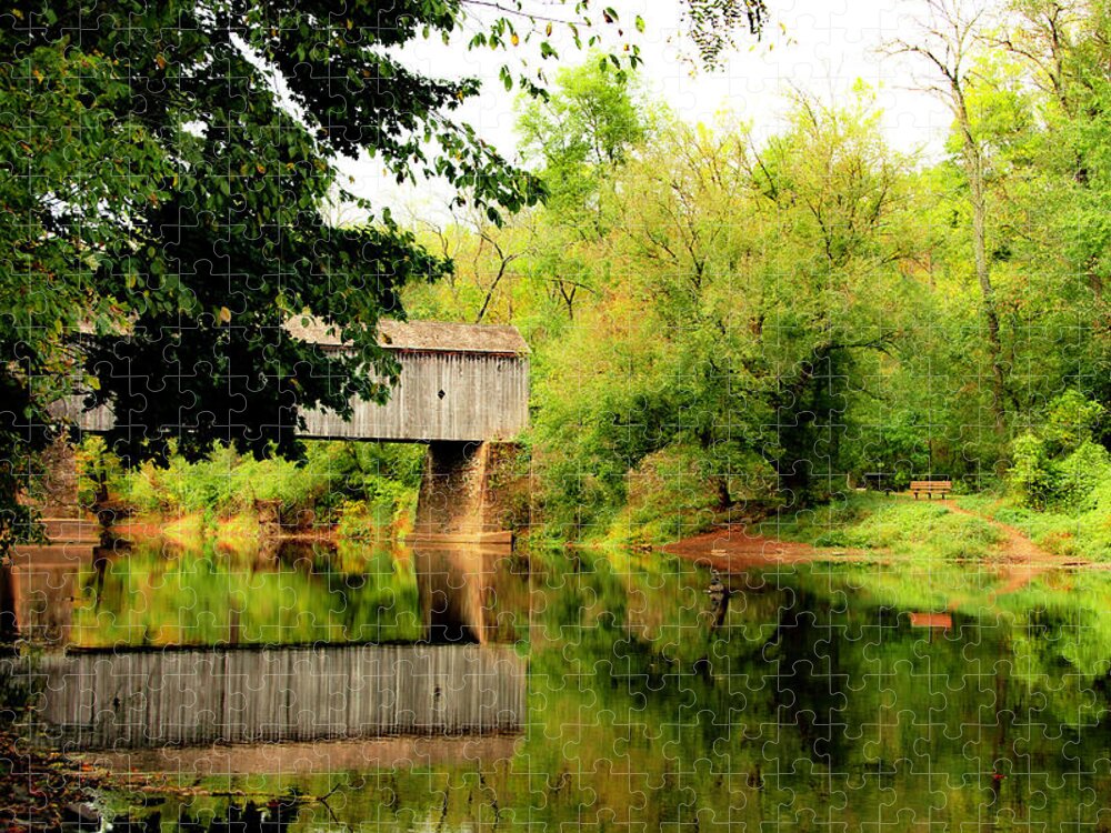 Covered Bridge Jigsaw Puzzle featuring the photograph Schofield Ford Covered Bridge #1 by Elsa Santoro