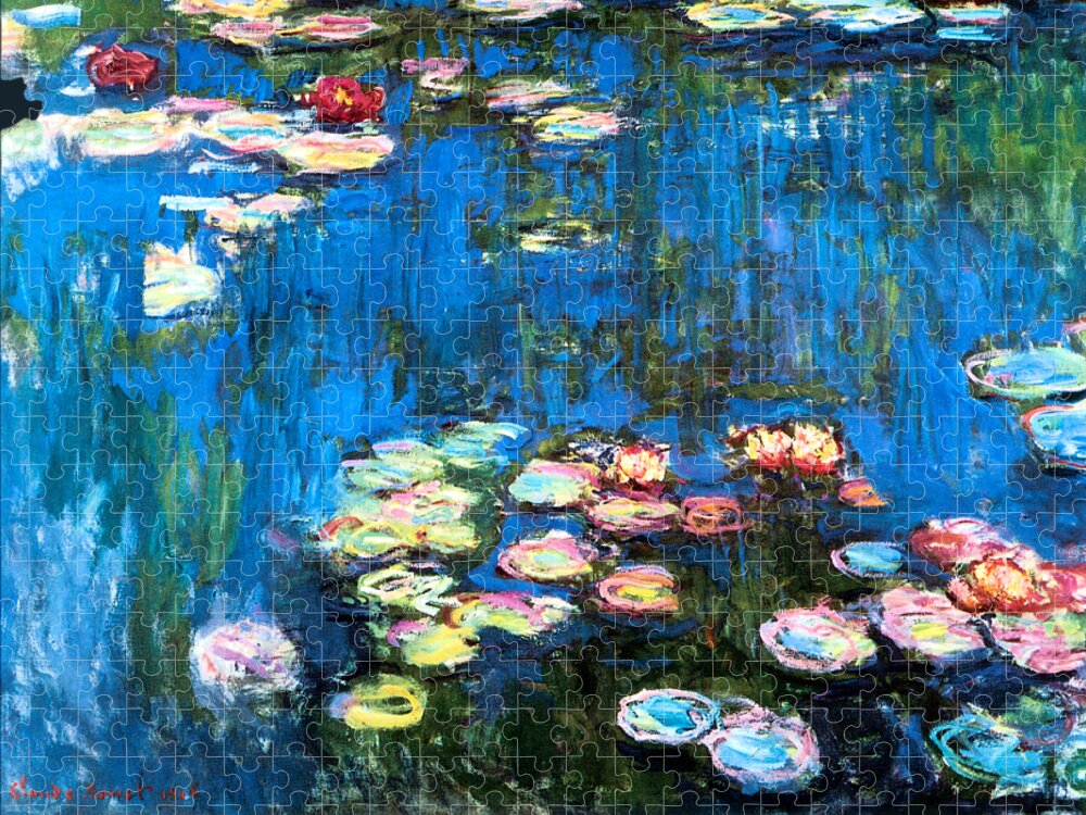 Claude Monet Jigsaw Puzzle featuring the painting Waterlilies 1914 #2 by Claude Monet