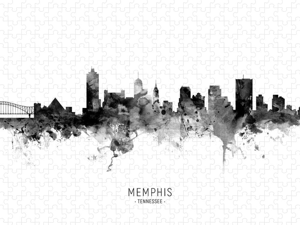 Memphis Jigsaw Puzzle featuring the digital art Memphis Tennessee Skyline #20 by Michael Tompsett