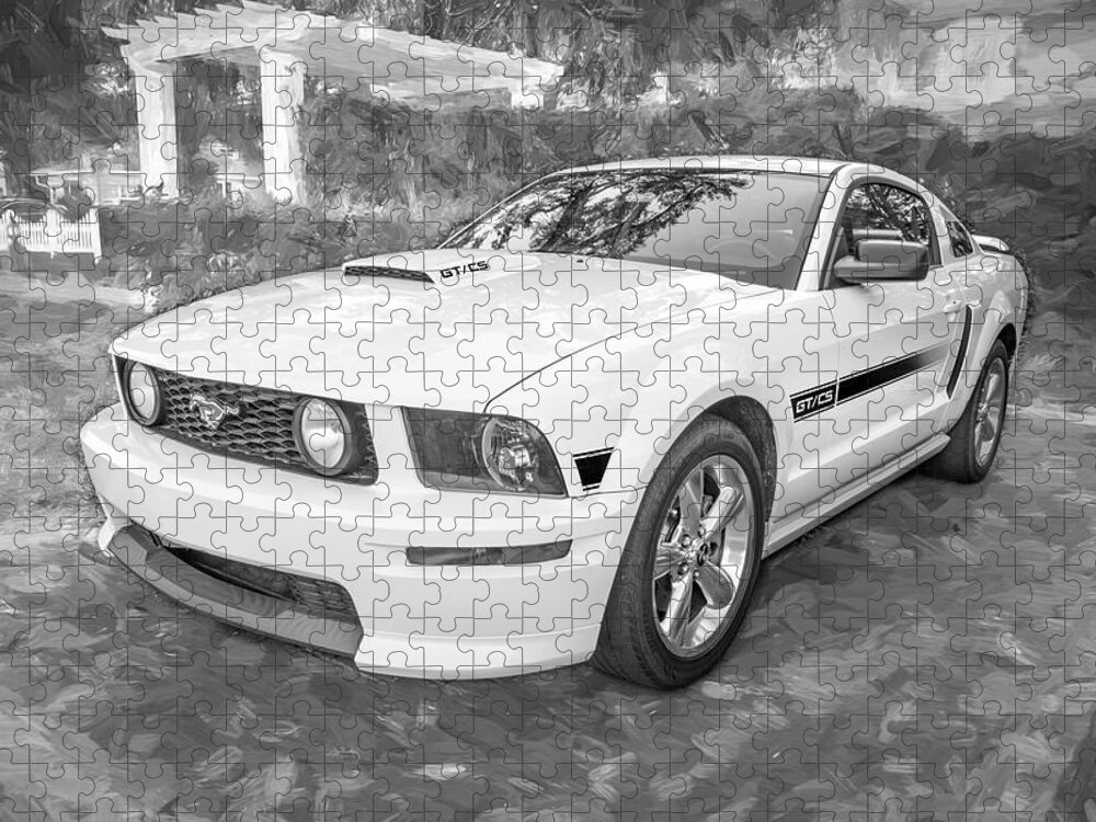 2008 White Ford Mustang Gt Cs California Special Jigsaw Puzzle featuring the photograph 2008 White Ford Mustang GT CS California Special X122 #2008 by Rich Franco