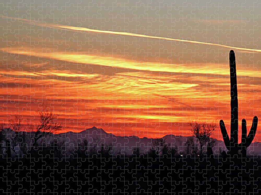 Lost Dutchman Jigsaw Puzzle featuring the photograph 2021 Lost Dutchman Sunset by Jean Clark