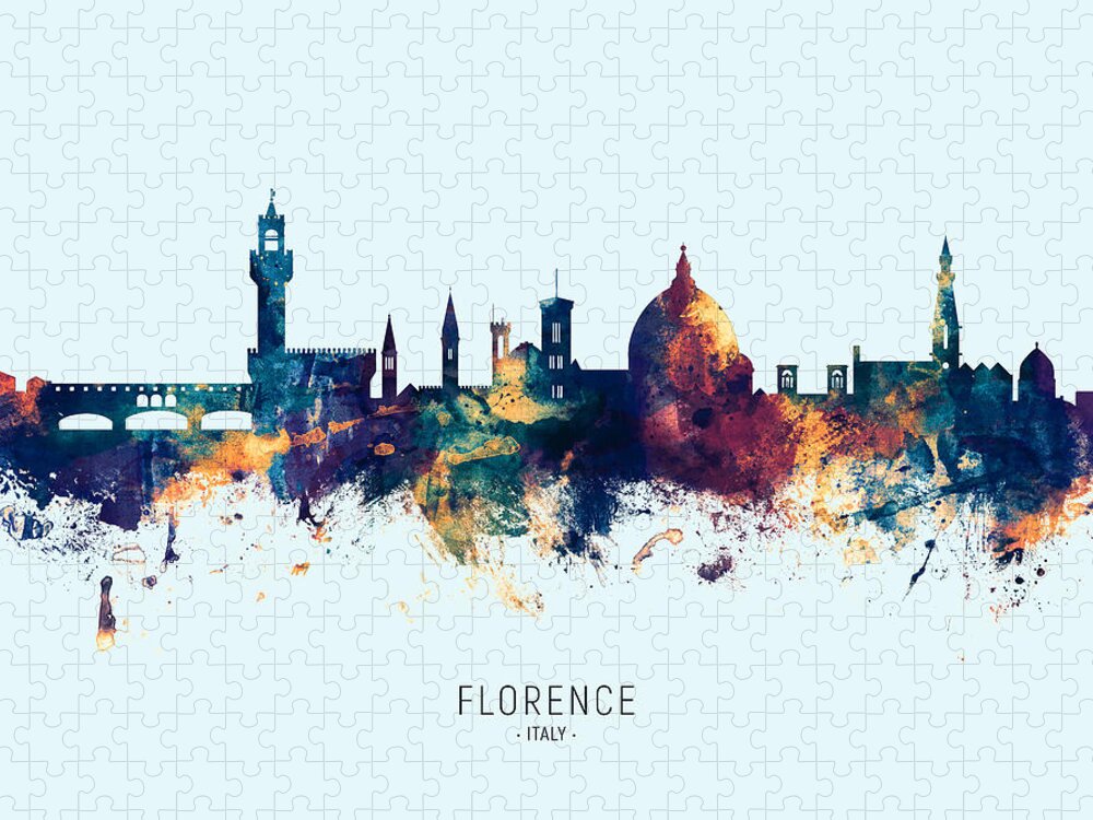 Florence Jigsaw Puzzle featuring the digital art Florence Italy Skyline #21 by Michael Tompsett