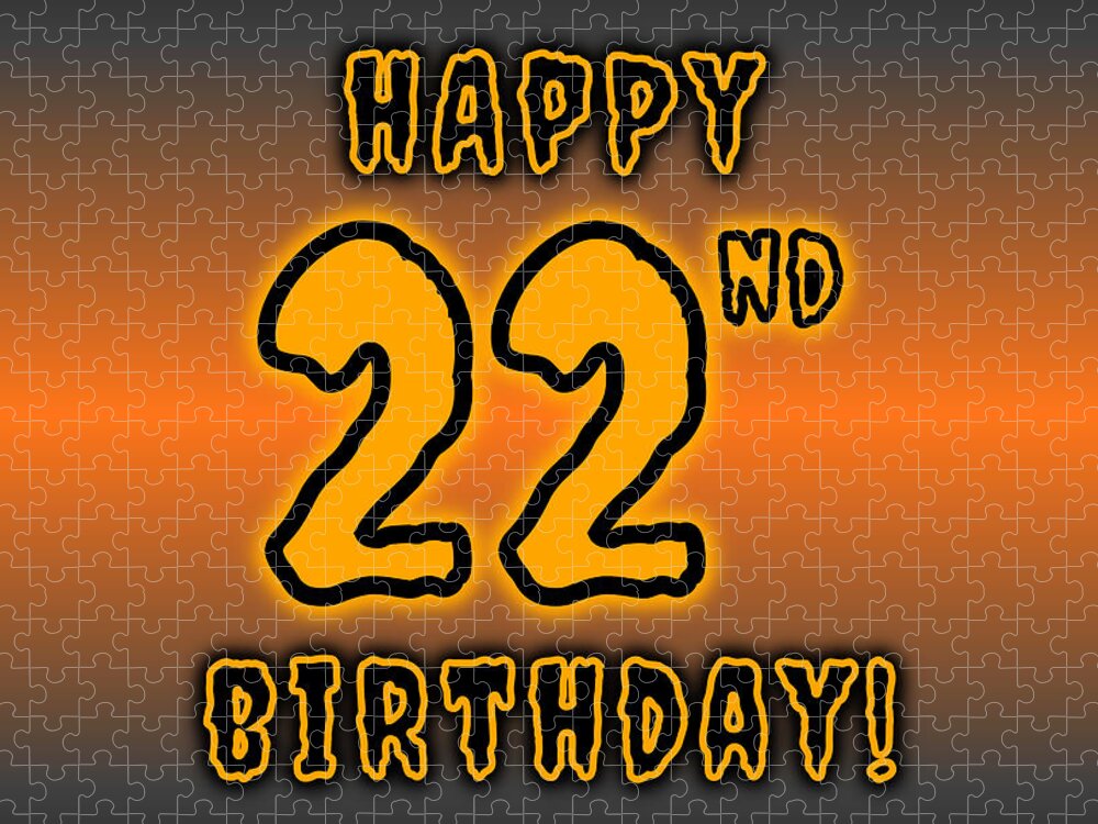 22nd Birthday Jigsaw Puzzle featuring the digital art 22nd Halloween Birthday - Spooky, Eerie, Black And Orange Text - Birthday On October 31 by Aponx Designs