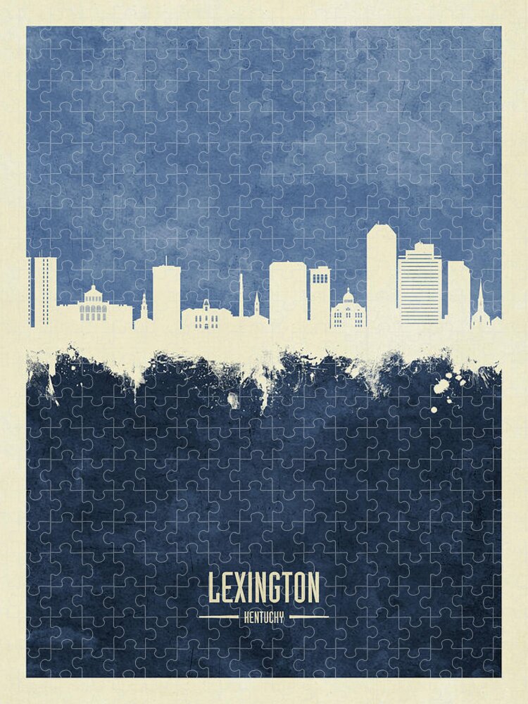 Lexington Jigsaw Puzzle featuring the digital art Lexington Kentucky Skyline #14 by Michael Tompsett