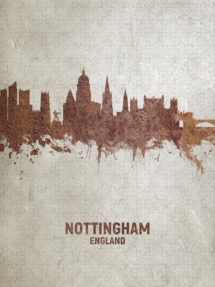 Nottingham Jigsaw Puzzle featuring the digital art Nottingham England Skyline #23 by Michael Tompsett