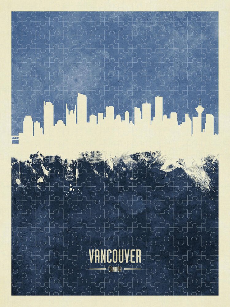Vancouver Jigsaw Puzzle featuring the digital art Vancouver Canada Skyline #23 by Michael Tompsett