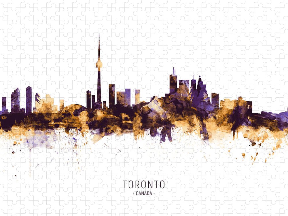 Toronto Jigsaw Puzzle featuring the digital art Toronto Canada Skyline #24 by Michael Tompsett