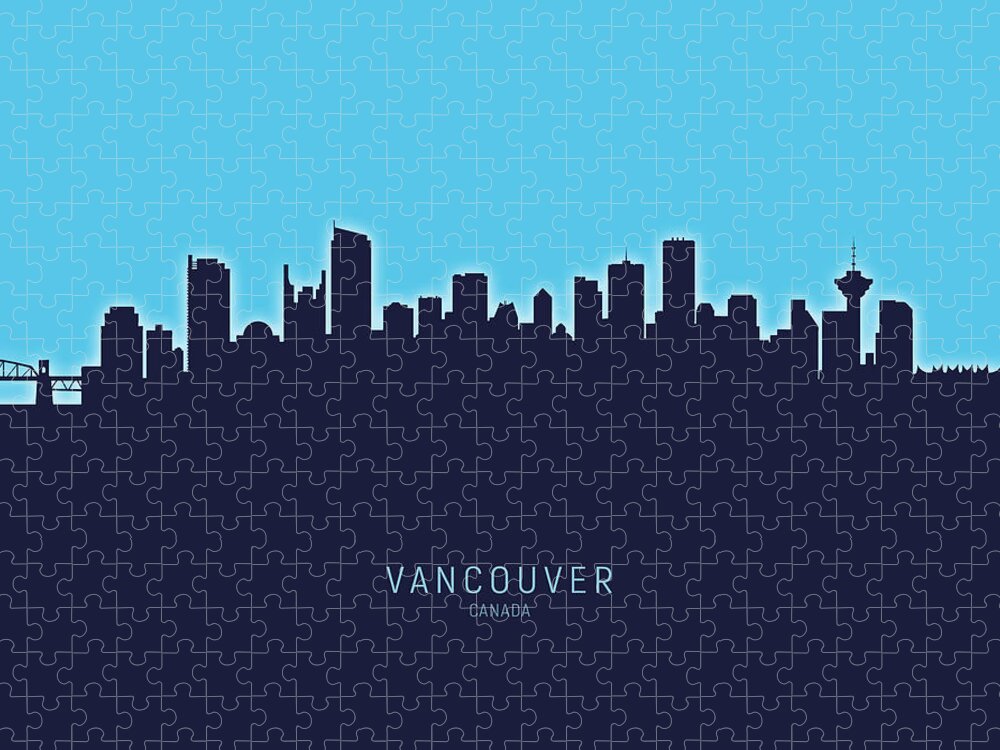 Vancouver Jigsaw Puzzle featuring the digital art Vancouver Canada Skyline #25 by Michael Tompsett