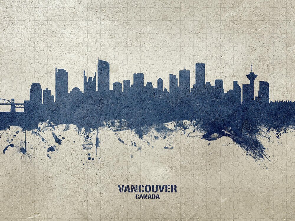Vancouver Jigsaw Puzzle featuring the digital art Vancouver Canada Skyline #26 by Michael Tompsett