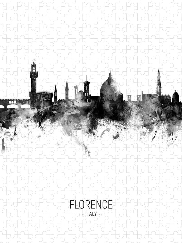 Florence Jigsaw Puzzle featuring the digital art Florence Italy Skyline #27 by Michael Tompsett