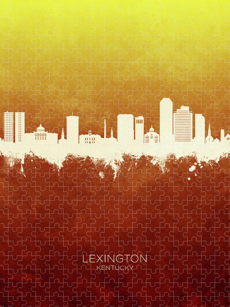 Lexington Jigsaw Puzzle featuring the digital art Lexington Kentucky Skyline #7 by Michael Tompsett